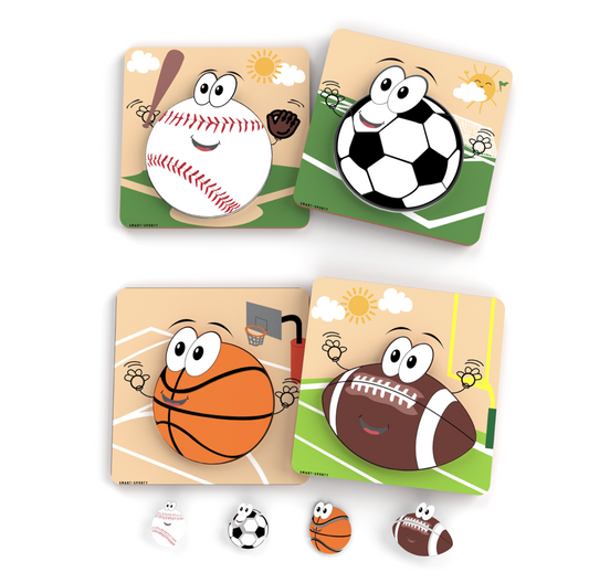 Sports Themed Wooden Puzzles - Pack of 4